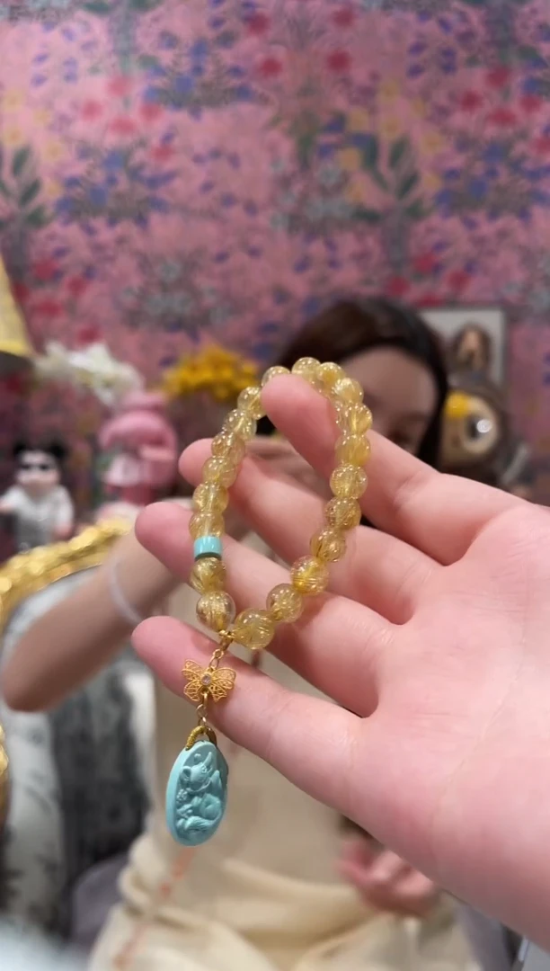 水晶珠宝半成品未镶嵌金发晶设计款手串