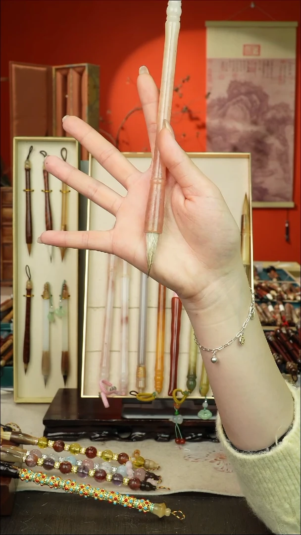 296号闪孤品高货毛笔链接 清水试笔 蘸墨不退