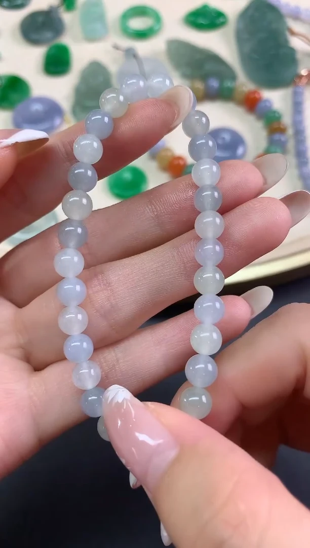 未镶嵌定制翡翠毛货手串|680多样性发其一