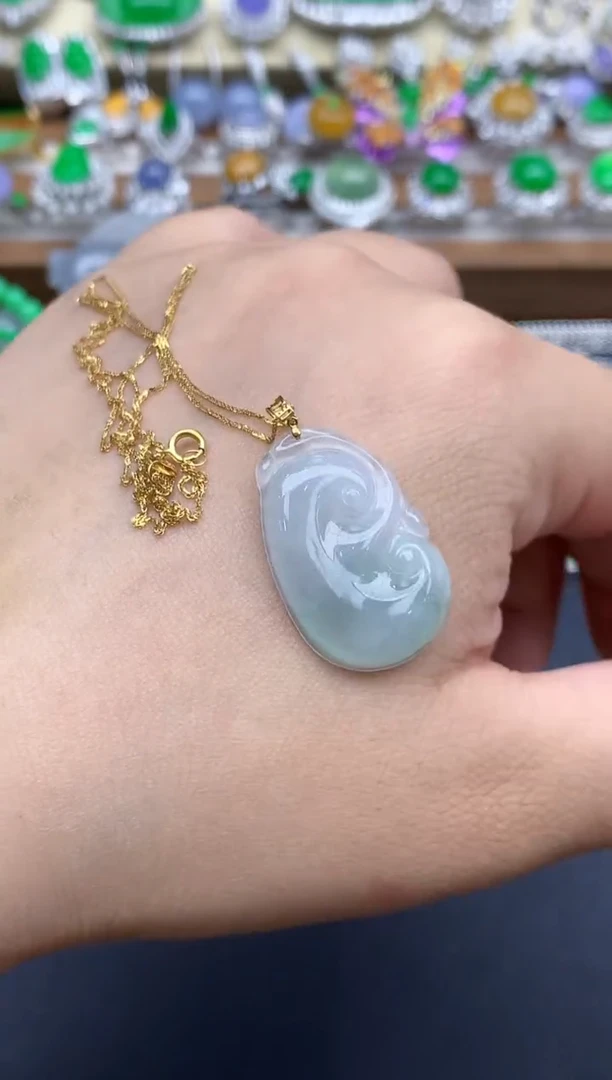 翡翠18K金镶嵌颈饰103-春日珠宝