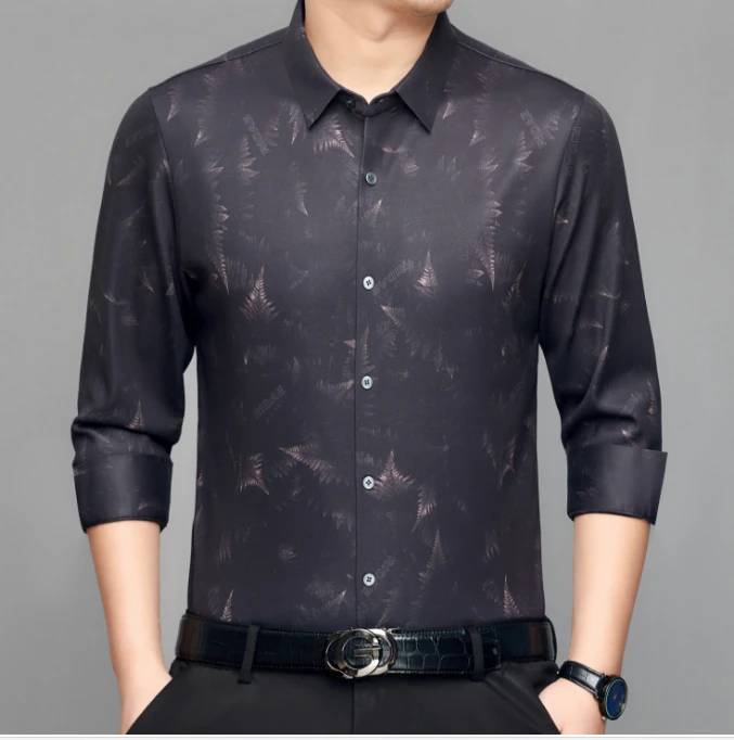 1306衬衫加绒加厚冬季长袖中年男士商务休闲