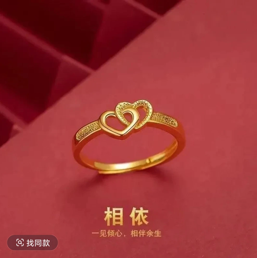 合金戒指 双心爱心精致复古开口可调节女款时尚百搭