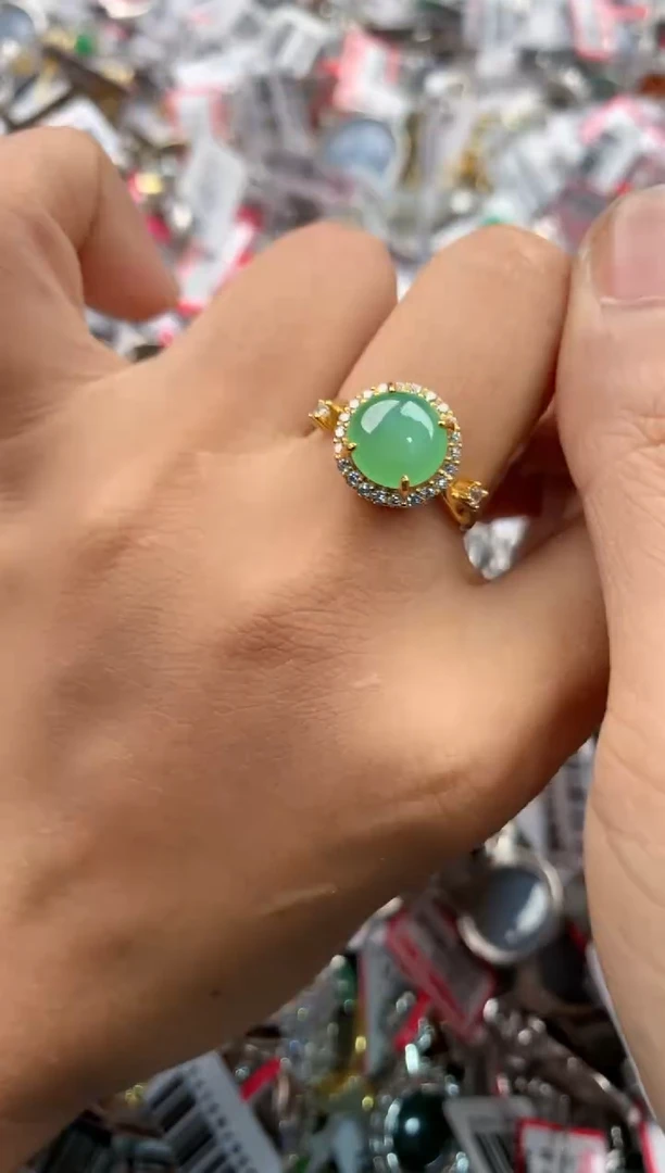 银S925镶嵌戒指翡翠7777          6