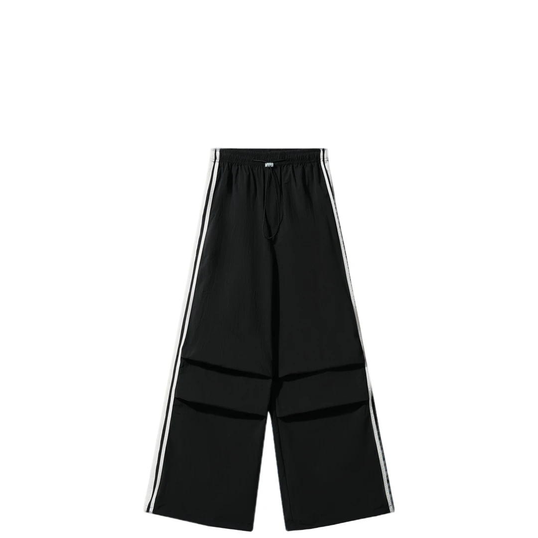 【龙哥专属】K8F20511D美式直筒黑色高街撞色阔腿裤