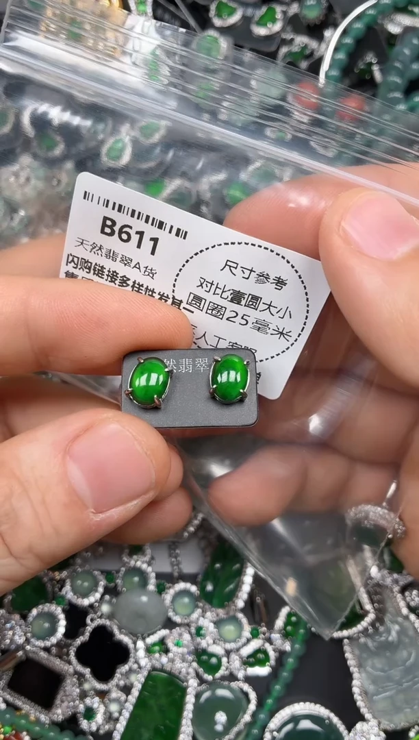 颈饰未镶嵌翡翠B611耳钉