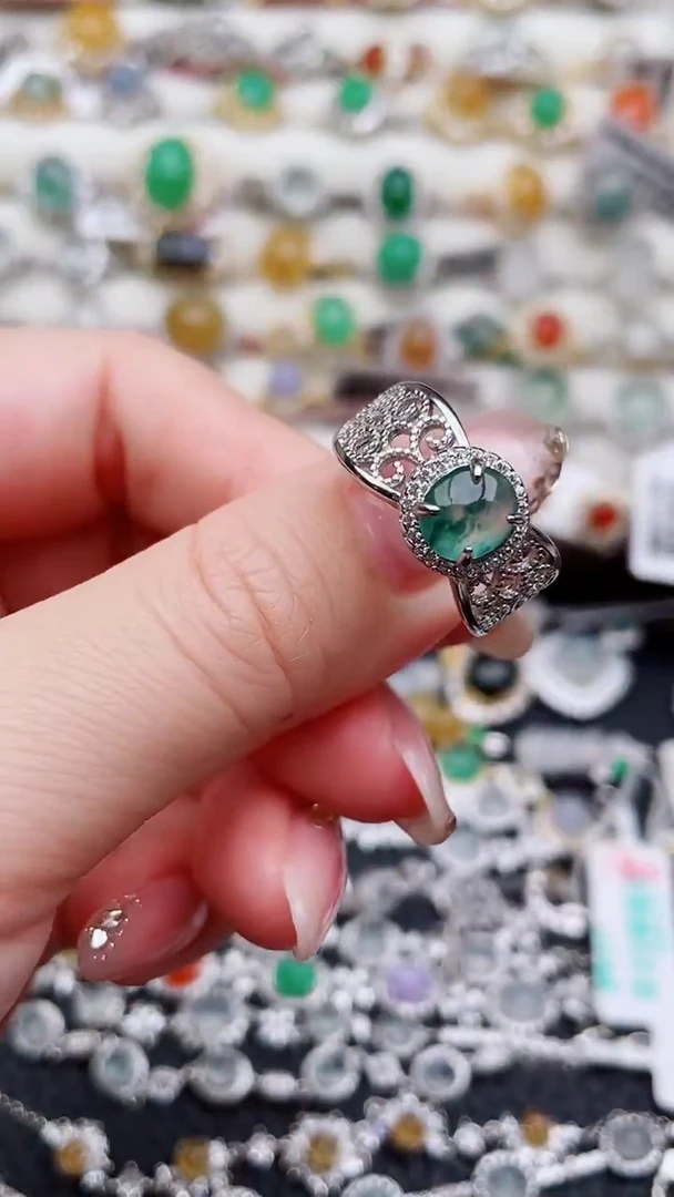 银S925镶嵌翡翠耳饰168