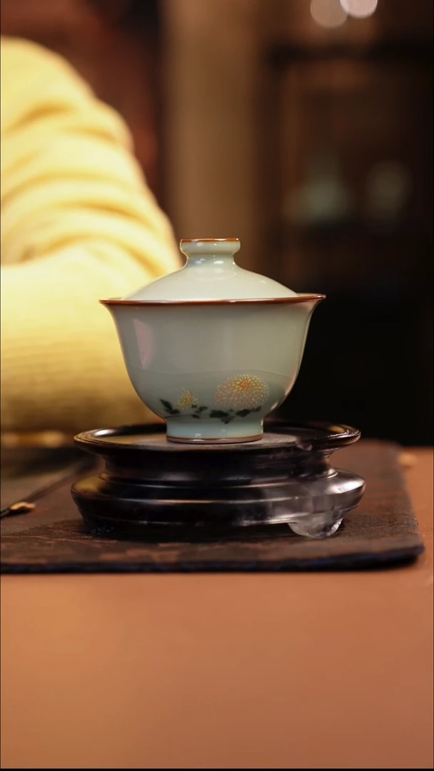 气柴窑 马恩傑老师 老矿青花卉寻梅盖碗