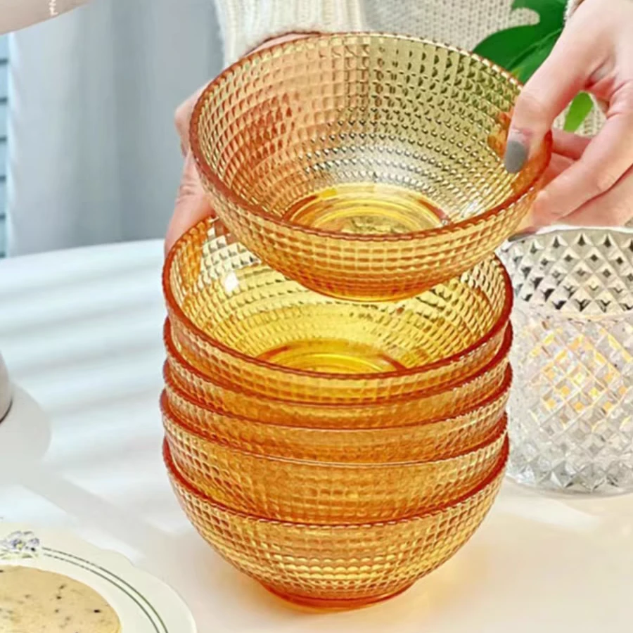 【活动4只】波点米饭碗玻璃碗粥碗创意耐热家用餐具个人轻奢网红