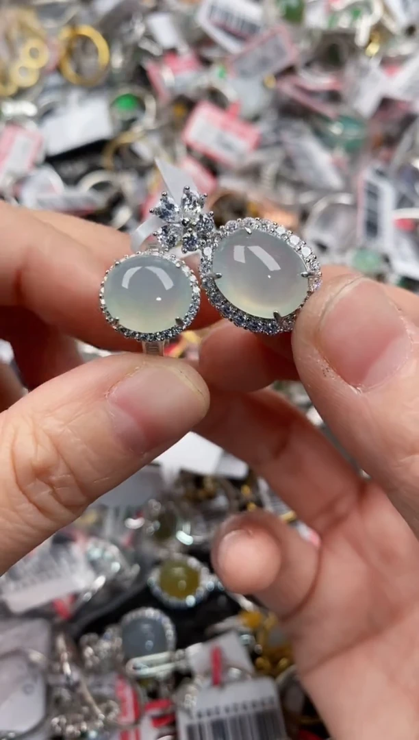 银S925镶嵌戒指翡翠3333---5