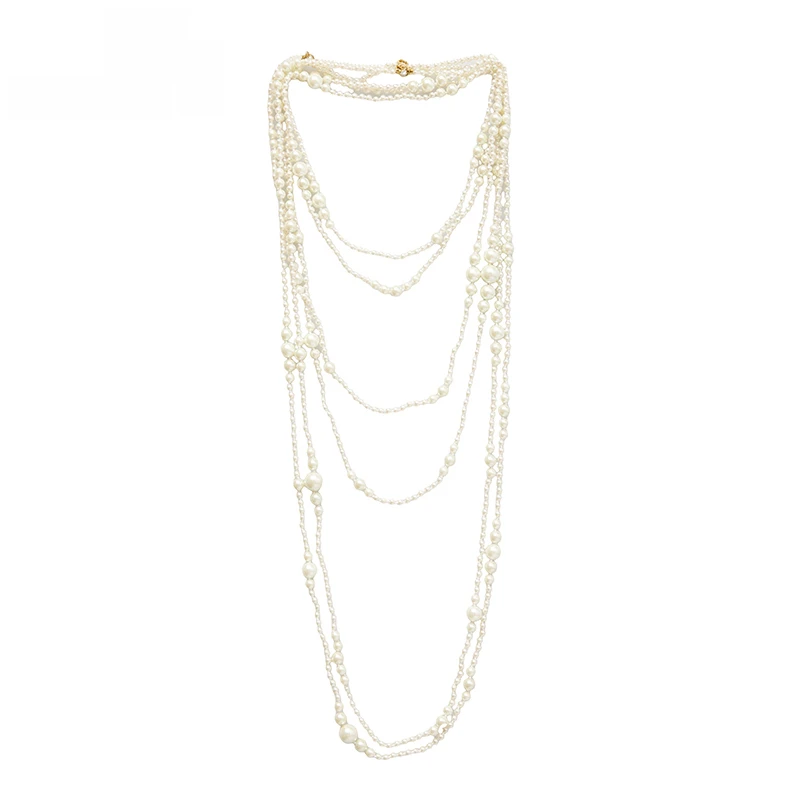 不锈钢玻璃项链 哥弟气质百搭仿珍珠项链造型穿搭配饰1011-900170