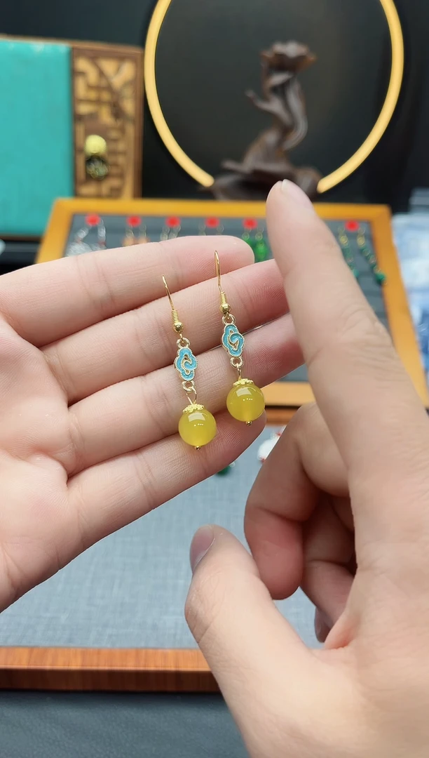 【闪购商品】玛瑙/玉髓耳钉银S925镶嵌533000