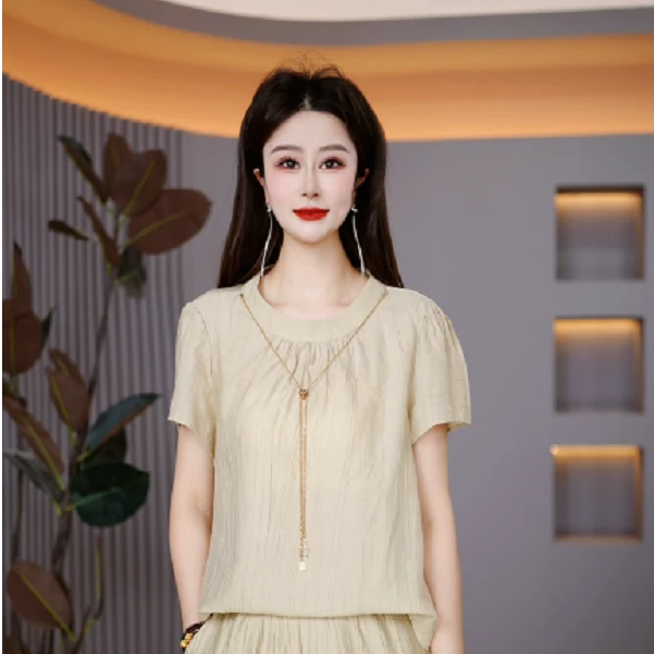 气质宽松慵懒感简约时尚精致减龄套装M-4XL