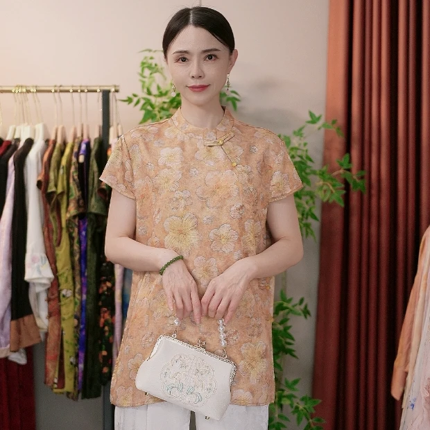 新中式国风繁花香云纱上衣9274