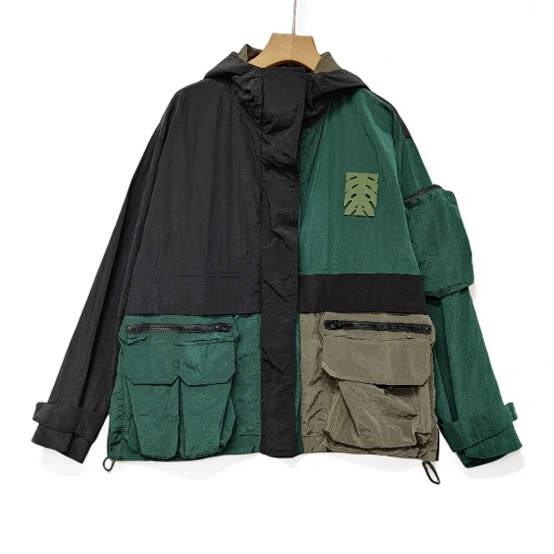 春季连帽夹克男士日系短款机能防风冲锋衣外套8567