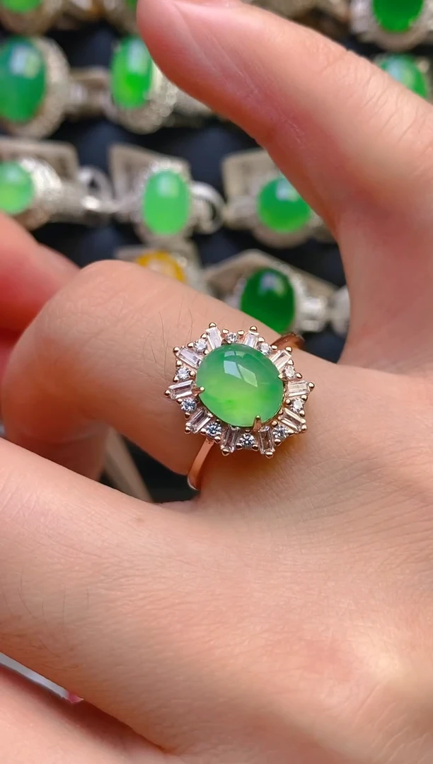 翡翠银S925镶嵌耳饰天然