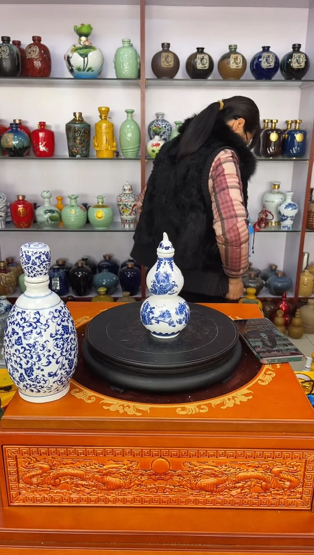 瓶瓷  半斤装 青花 葫芦2个     陶瓷空酒坛