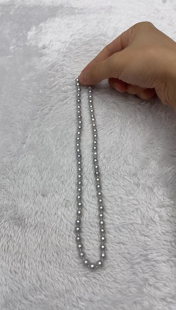 海水珍珠银S925镶嵌项链AK真多麻5.5-6mm