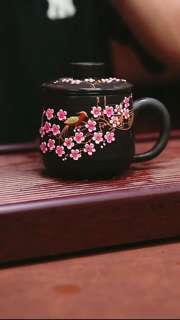 紫砂公道杯宜兴原矿紫砂  喜上眉梢办公杯