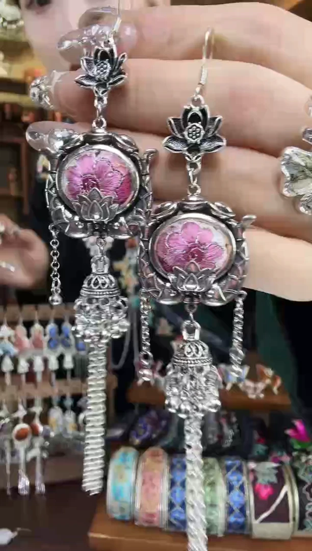 刺绣非遗刺绣民族风耳环