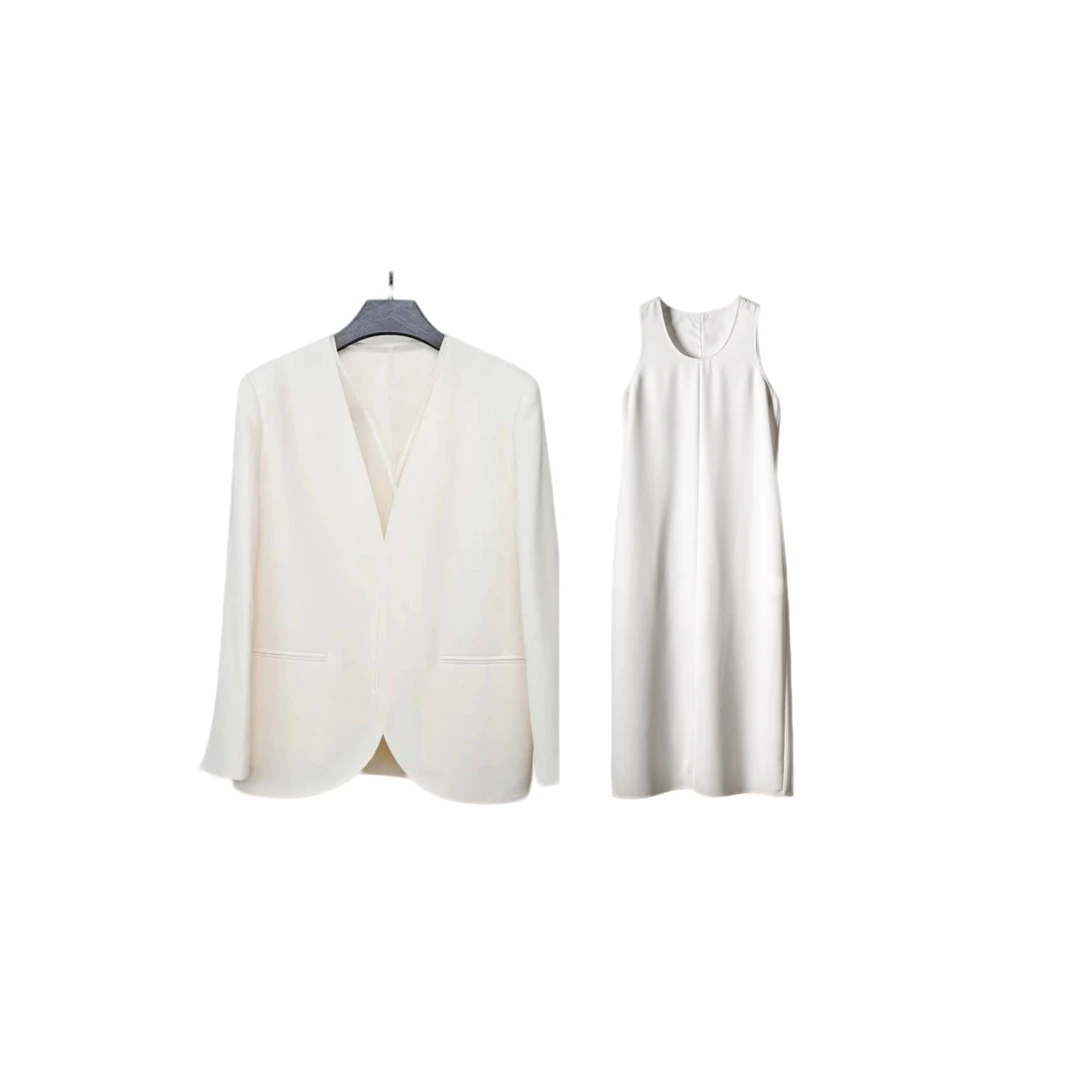 【奶油泡泡】秋季女款宽松休闲小众潮流时尚西装套装连衣裙两件套