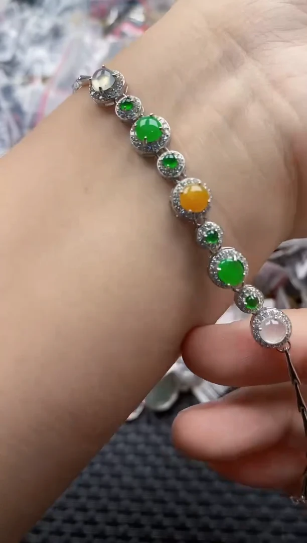 翡翠戒指银S925镶嵌4444---8