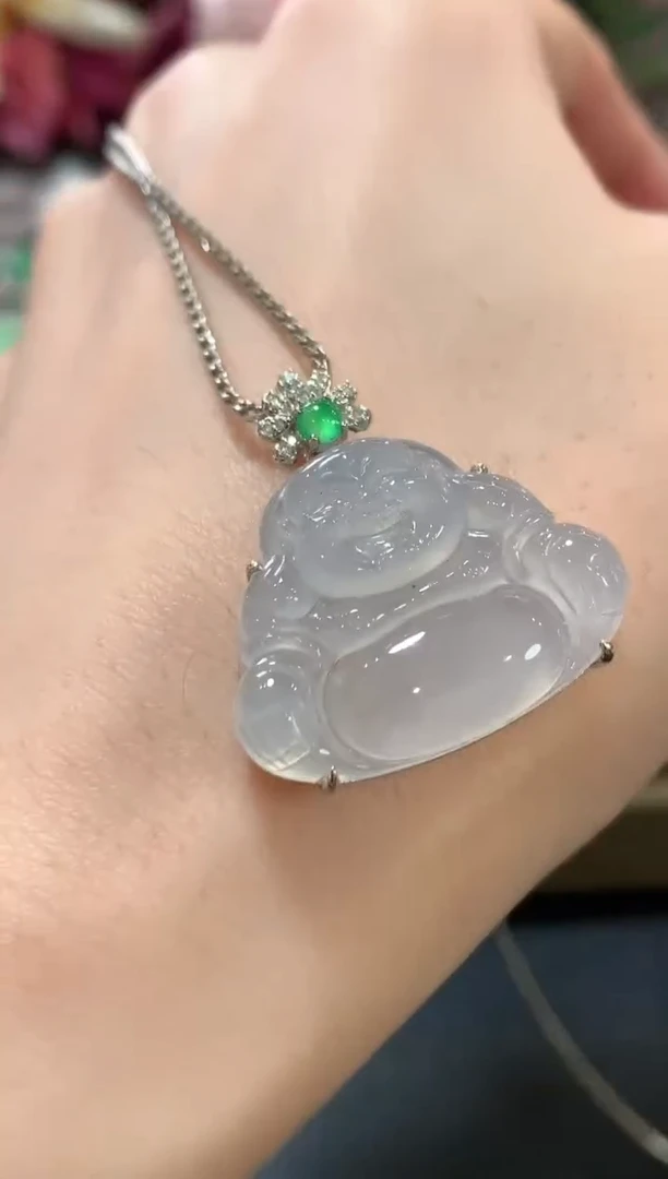 吊坠(不含链)18K金镶嵌翡翠a84
