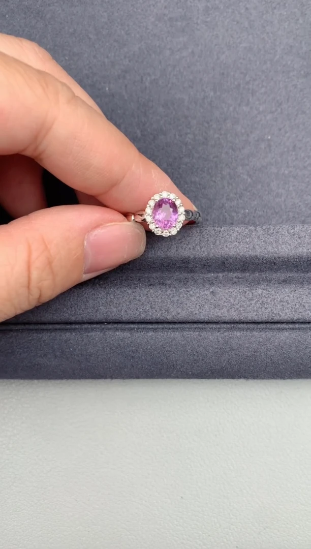 彩色蓝宝石戒指18K金镶嵌1.1ct粉蓝宝 GF