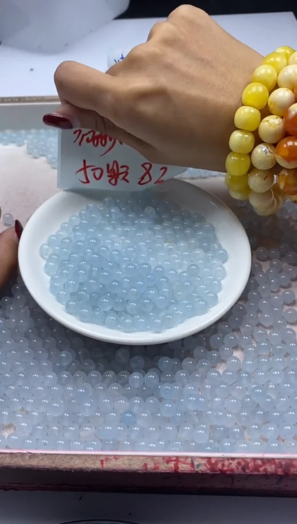 【闪购商品】玛瑙/玉髓颈饰未镶嵌w792冰川蓝海蓝宝6mm*50