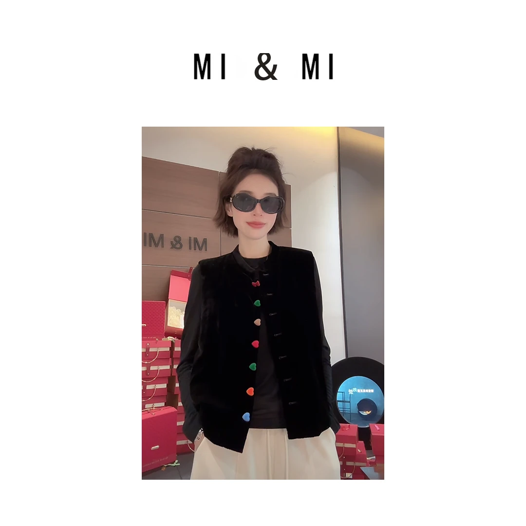 MI & MI【彩虹糖】新中式国风小爱心气质百搭显瘦夹棉马夹 2502-021