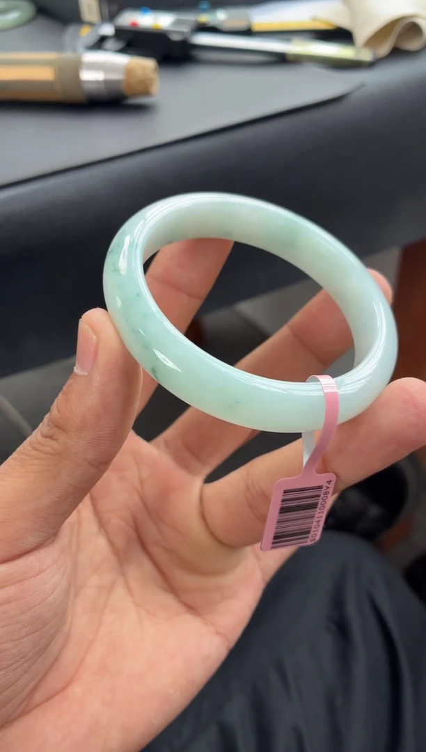 未镶嵌手镯翡翠起胶牛奶底晴底飘花 20号 54-55圈口