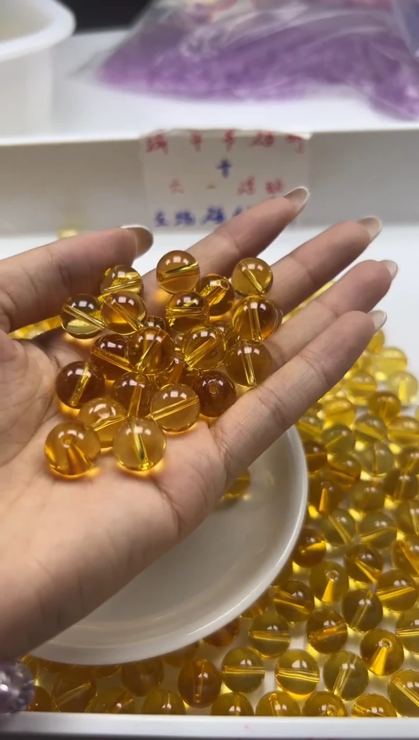 未镶嵌颈饰水晶W125净体黄水晶10mm*10颗