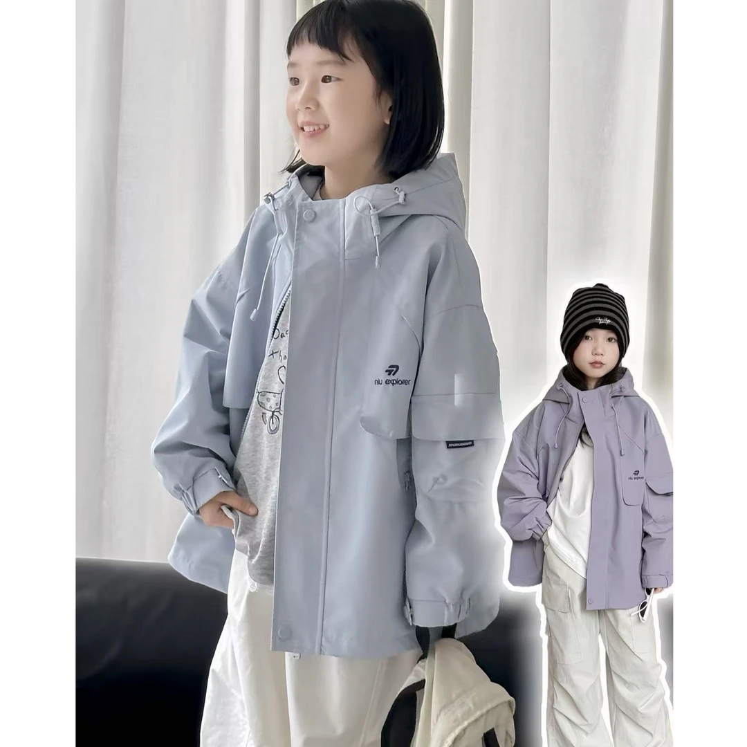 【小慕家】2025秋儿童新款洋气抽绳户外三防软壳休闲冲锋衣69130