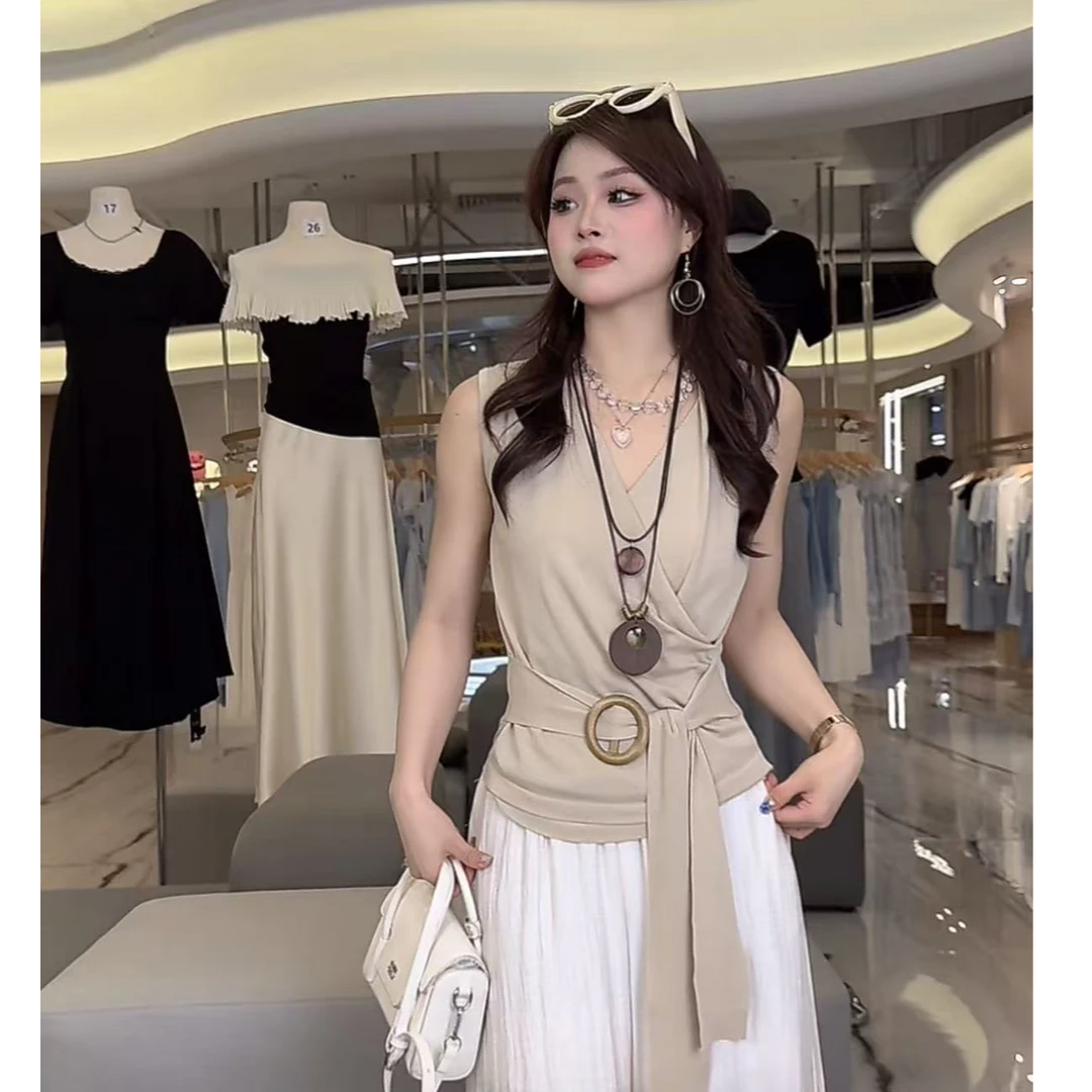 【月汐缠雾】韩系别致高奢T恤显瘦设计感上衣-H057