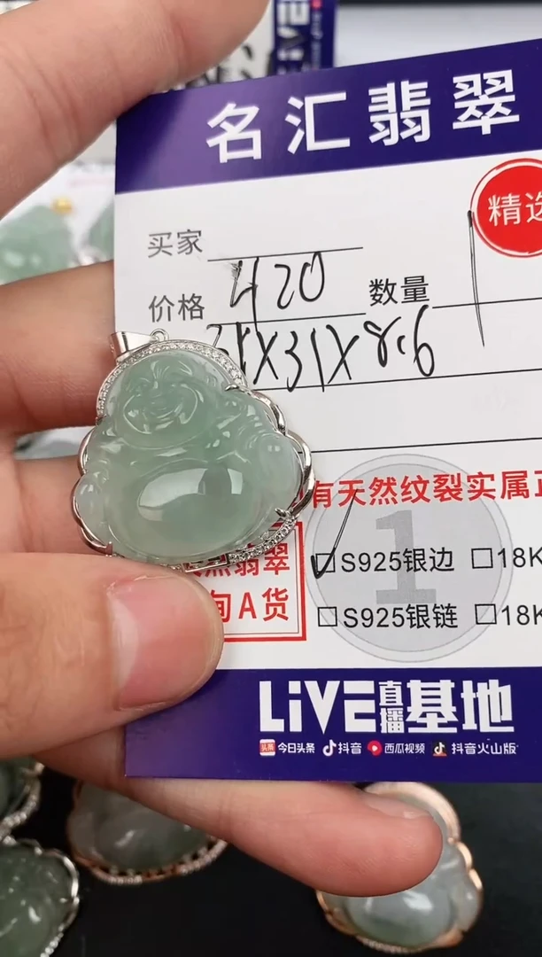 翡翠银S925镶嵌颈饰·