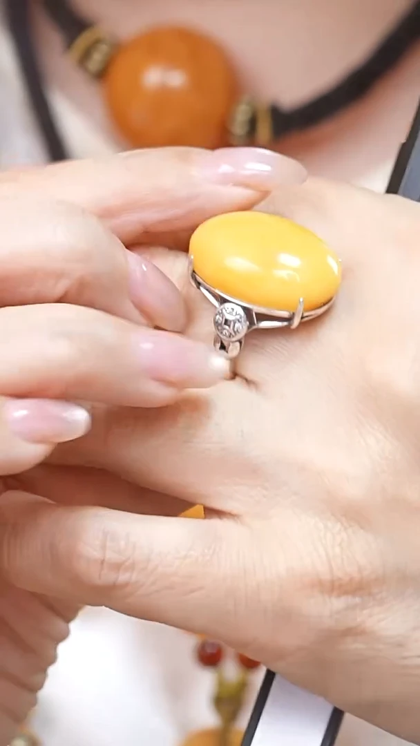 蜜蜡颈饰银S925镶嵌5556天然蜜蜡珠宝奇石云端妖孽石膏蜡全部保真