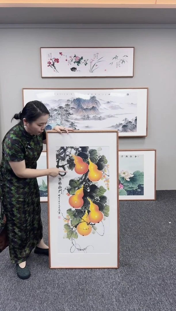 国画五福临门120*60