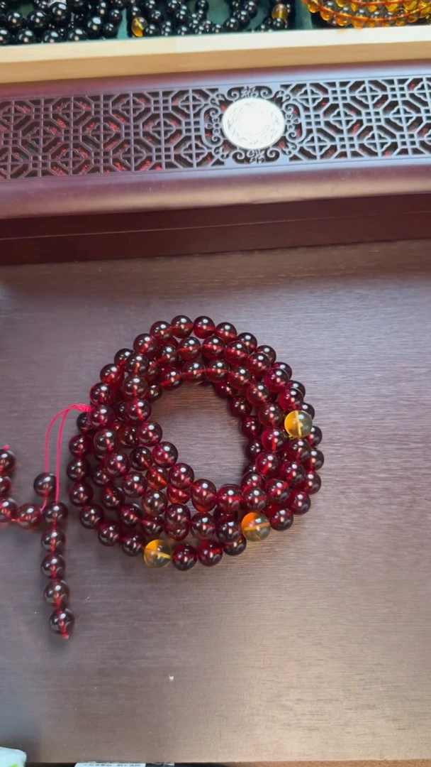 未镶嵌颈饰琥珀血珀108珠10mm