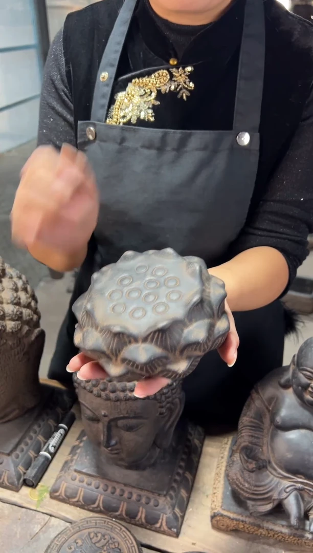 陶土【火山泥】莲蓬实心底座