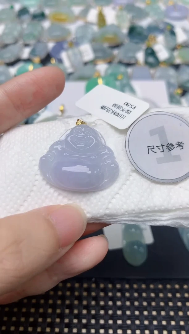 颈饰18K金镶嵌翡翠天然缅甸A货翡翠