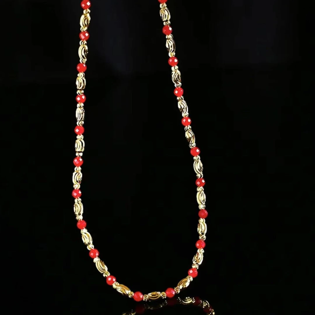 培育红宝石【金总专属】璀璨星光匠心工艺培育红宝石合金镶嵌项链