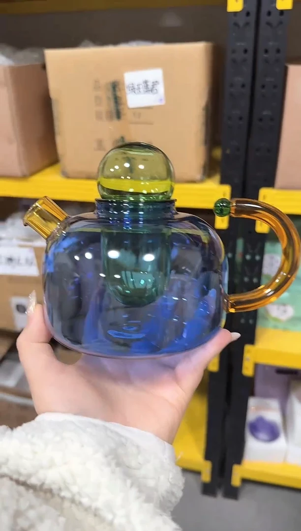 蓝色撞色壶