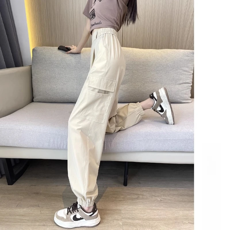 爆款束脚工装裤女夏季薄款2025新款登山小个子冰丝速干休闲运动裤