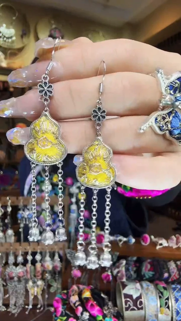 刺绣非遗刺绣民族风耳环