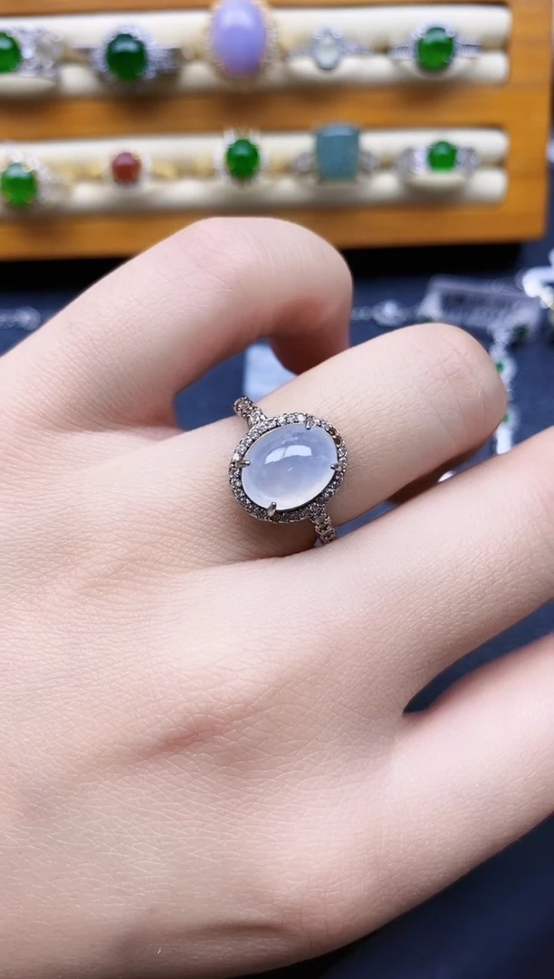 银S925镶嵌戒指翡翠1