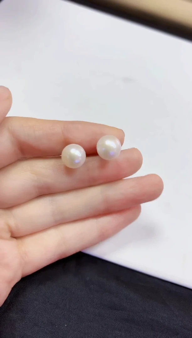 银S925镶嵌耳饰淡水珍珠耳钉10