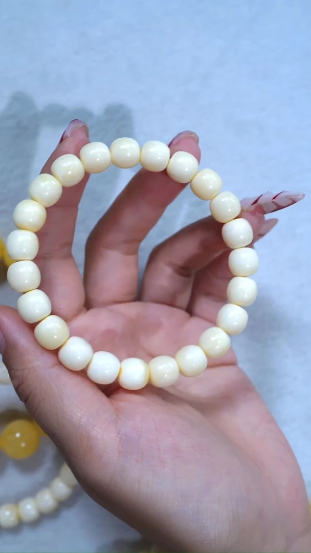 手链琥珀未镶嵌典藏级9.5mm瓷白浓蜡顺色少纹极限弧高庄2