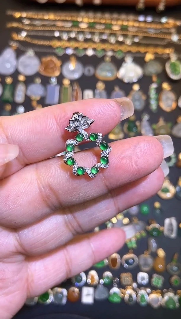 翡翠银S925镶嵌吊坠(不含链)1