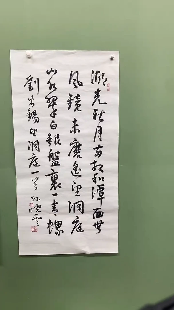 竖款精品三尺书法，湖光