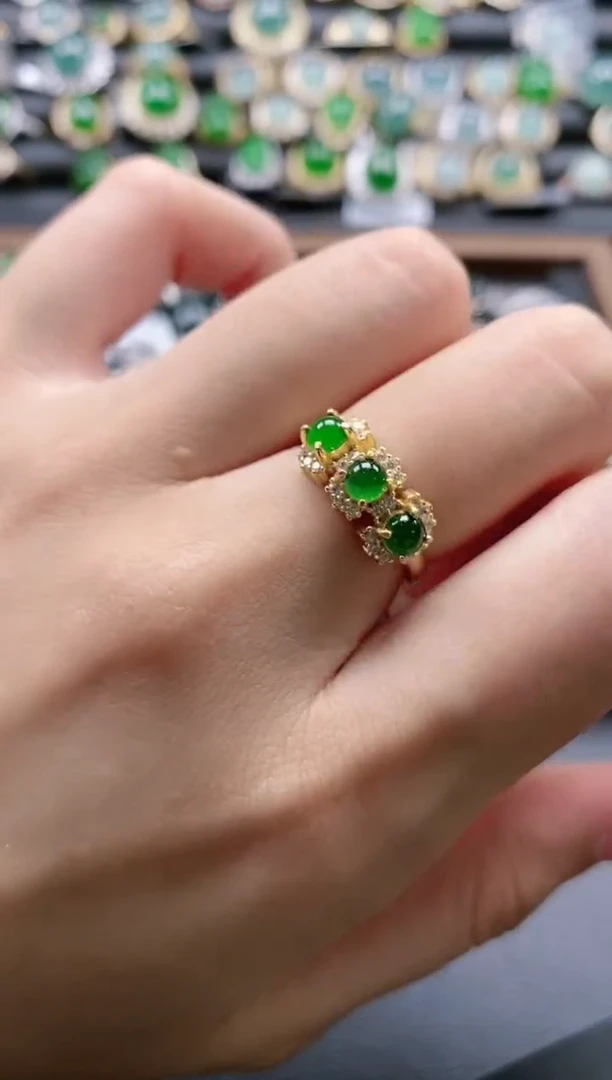 【闪购商品】翡翠戒指银S925镶嵌5151-15