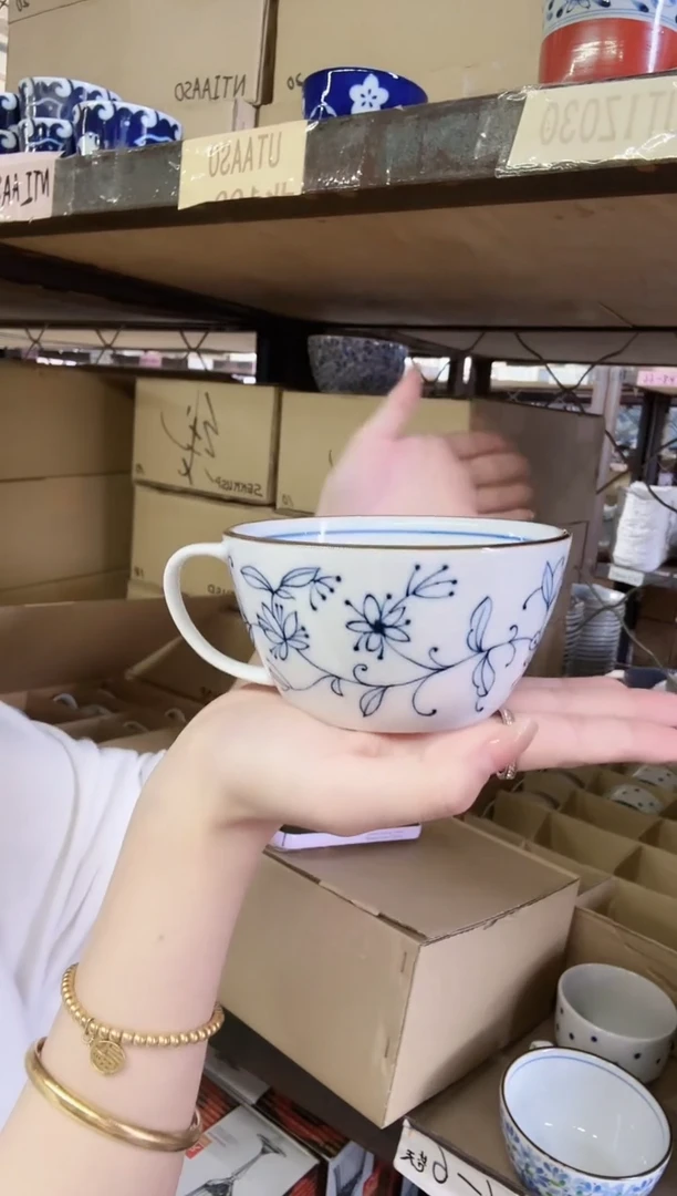 陶瓷线唐草早餐杯一个